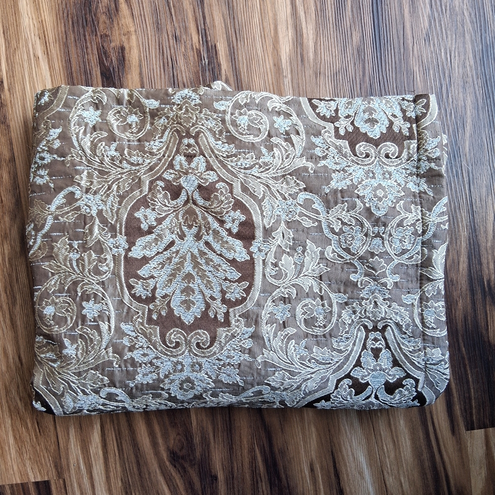 Elegant Brown and Cream Tapestry Curtains